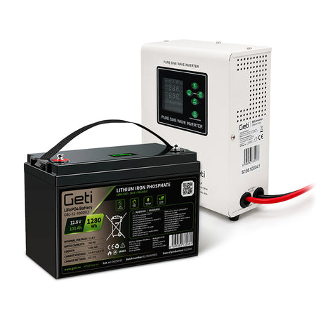 Zdroj záložní GETI GEP301LF sinus 300W (500VA) + baterie LiFePO4 100Ah