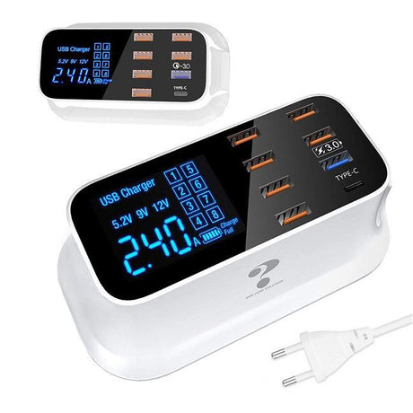Nabíječka telefonu, napáječ  8x USB QC 3.0 TYP C 40W