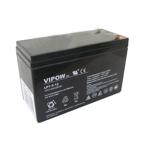 Baterie olověná 12V 7.5Ah VIPOW BAT0214