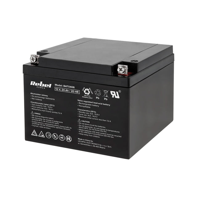 Baterie olověná 12V 24Ah REBEL BAT0406