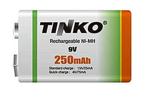 Baterie 6F22 nabíjecí 9V/250mAh TINKO NiMH