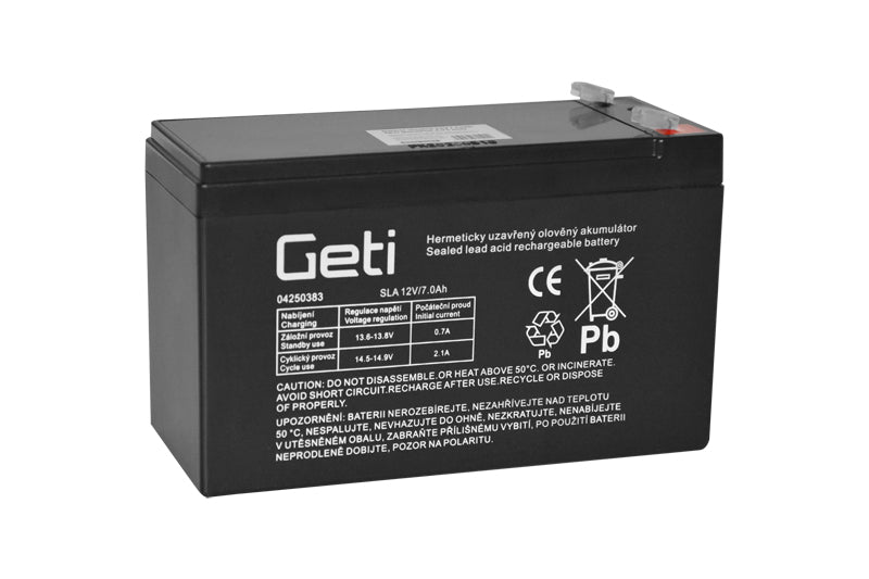 Baterie olověná 12V 7.0Ah GETI (konektor 4,75 mm)