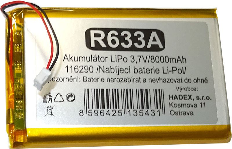 Baterie nabíjecí Li-Pol 3,7V/8000mAh 116290 Hadex