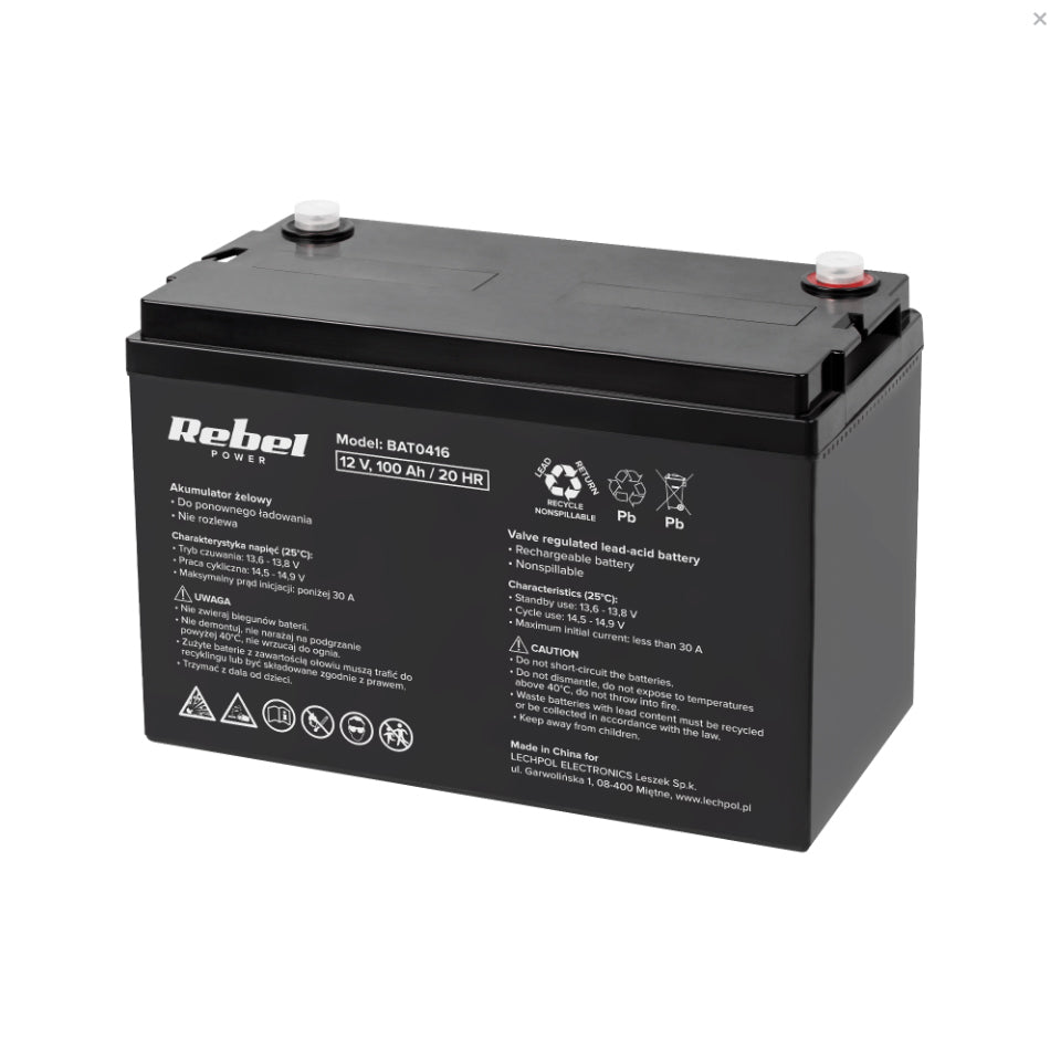 Baterie olověná 12V 100Ah REBEL BAT0416