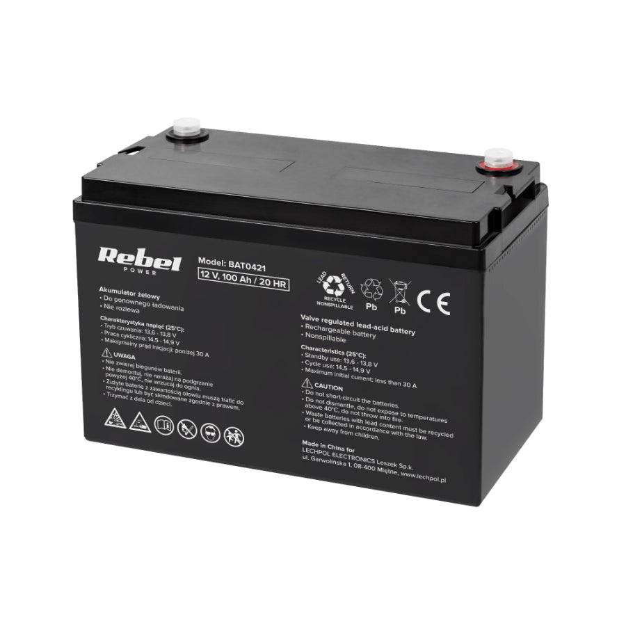 Baterie olověná 12V 100Ah REBEL BAT0421