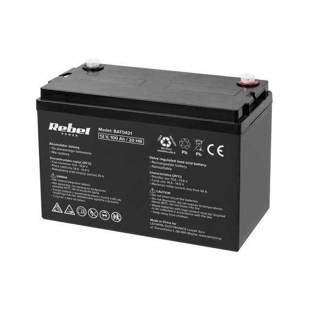 Baterie olověná 12V 100Ah REBEL BAT0421
