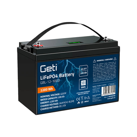 Baterie LiFePO4 12,8V 100Ah GETI GBL-12-100D Displej