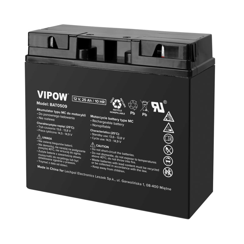 Baterie motocyklová 12V 25Ah VIPOW