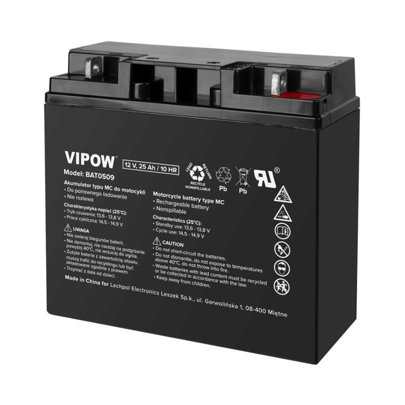 Baterie motocyklová 12V 25Ah VIPOW