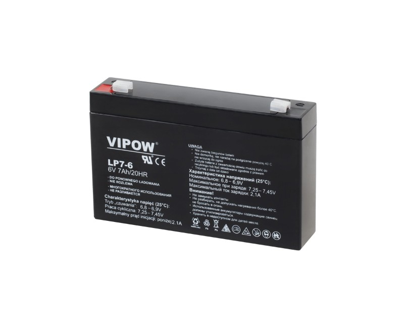 Baterie olověná 6V 7Ah VIPOW BAT0207