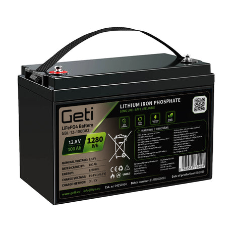 Baterie LiFePO4 12,8V 100Ah GETI GBL-12-100BV2 Bluetooth+displej