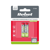 Baterie AAA (R03) nabíjecí 1,2V/400mAh REBEL 2ks / blistr BAT2015