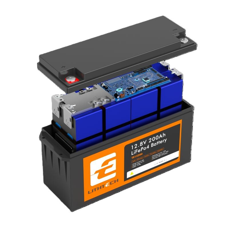 LiFePO4 baterie pro solární systémy 12,8V 200Ah TE12200 LITHTECH Bluetooth, BMS, IP66