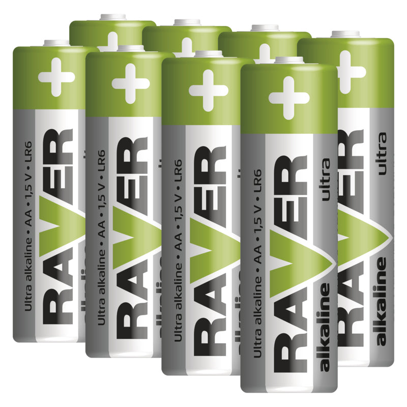 Baterie AA (R6) alkalická RAVER 8ks