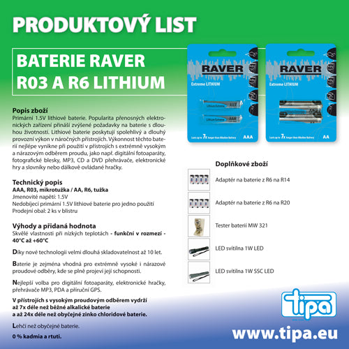 Baterie lithiová AAA R03 1,5V RAVER 2ks / blistr
