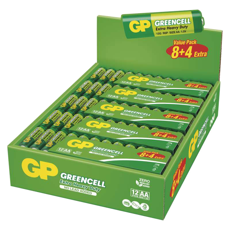 Baterie AA (R6) Zn-Cl GP Greencell 12ks