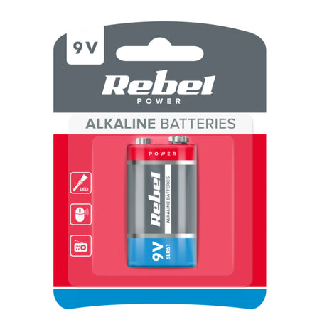 Baterie 6LR61 (9V) alkalická REBEL 1ks / blistr BAT0062B