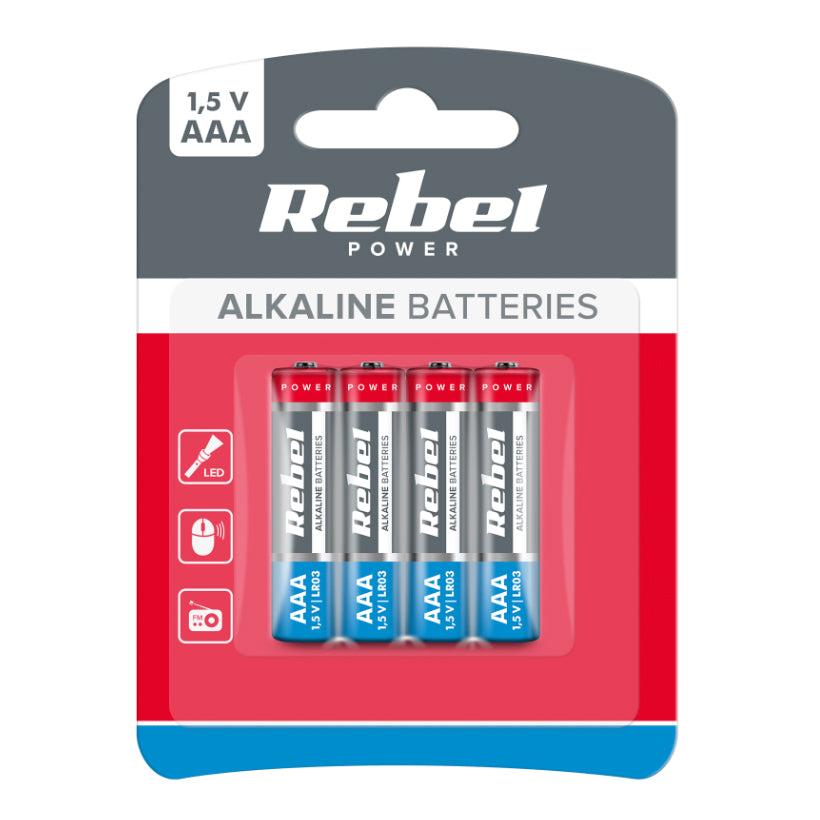 Baterie AAA LR03 alkalická REBEL Alkaline Power 4ks / blistr BAT0060B