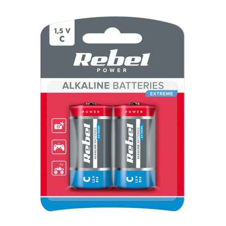 Baterie C (R14) alkalická REBEL EXTREME Alkaline Power 2ks / blistr BAT0093B