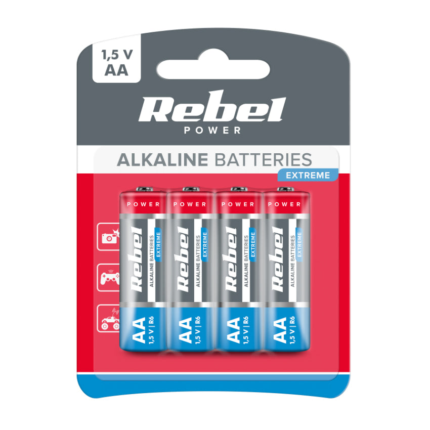 Baterie AA (R6) alkalická REBEL EXTREME Alkaline Power 4BP BAT0097B
