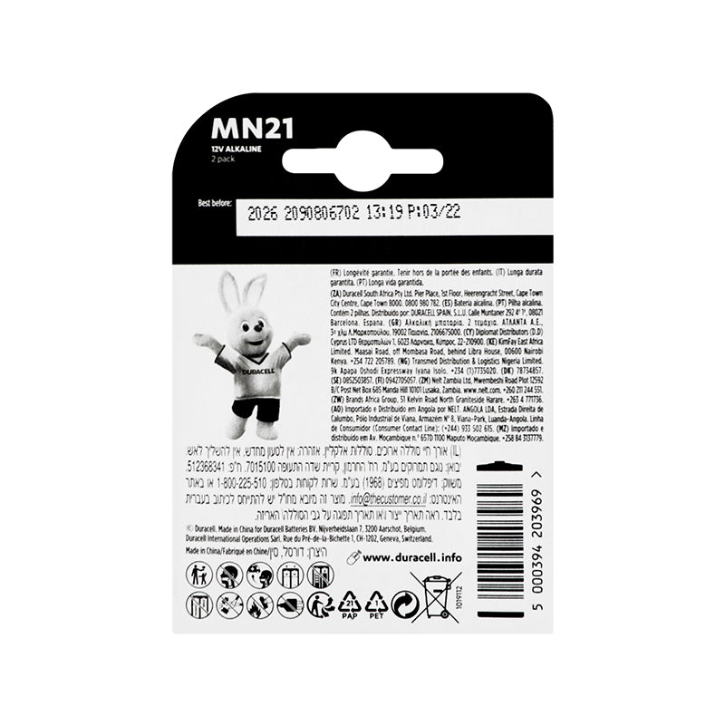 Baterie MN21 MN21 (A23 / V23GA / 3LR50) DURACELL alkalická 2ks blistr 12V