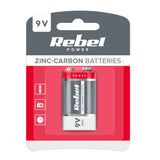 Baterie 6F22 (9V) Zn-Cl REBEL 1ks / blistr BAT0082B
