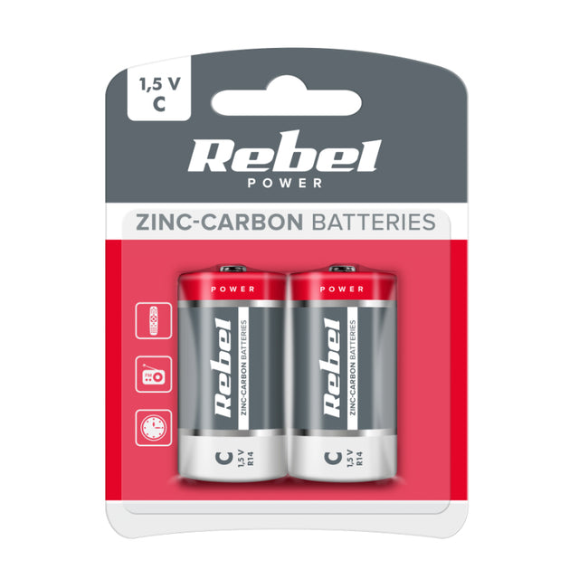 Baterie C (R14) Zn-Cl REBEL 2ks / blistr BAT0083B