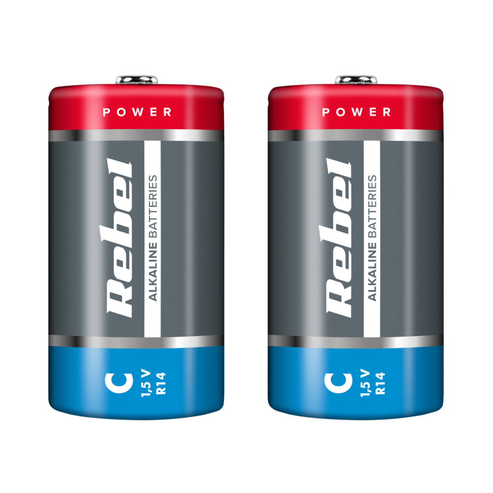 Baterie C (R14) alkalická REBEL Alkaline 2ks / shrink BAT0063