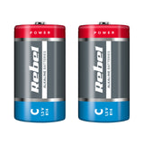 Baterie C (R14) alkalická REBEL Alkaline 2ks / shrink BAT0063