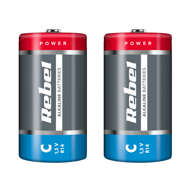 Baterie C (R14) alkalická REBEL Alkaline 2ks / shrink BAT0063