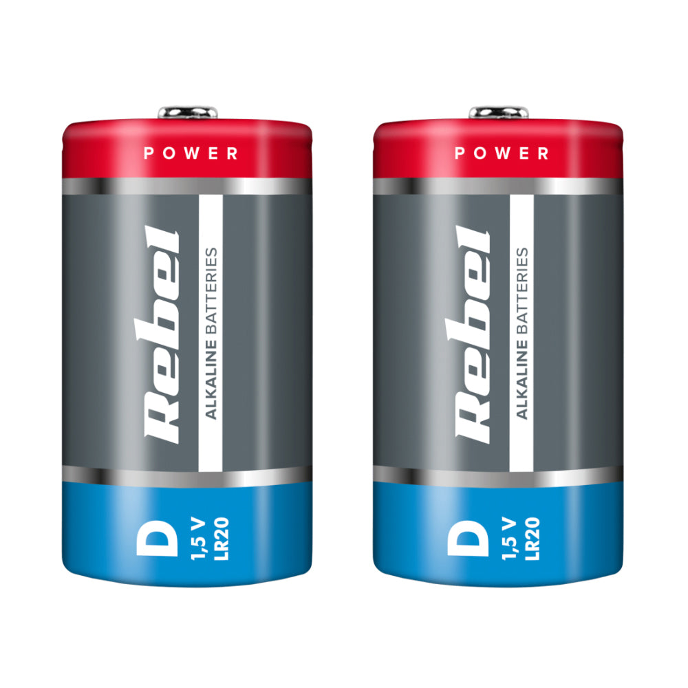 Baterie D (R20) alkalická REBEL Alkaline 2ks / shrink BAT0064
