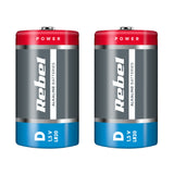 Baterie D (R20) alkalická REBEL Alkaline 2ks / shrink BAT0064