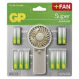 Baterie AA / AAA alkalická GP Super 24ks + ruční ventilátor