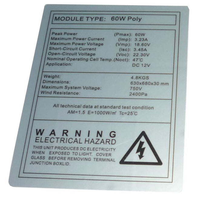 Solární panel 12V/60W polykrystalický