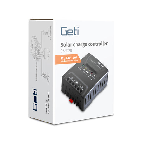 Solární regulátor PWM GETI GSR020  12-24V/20A
