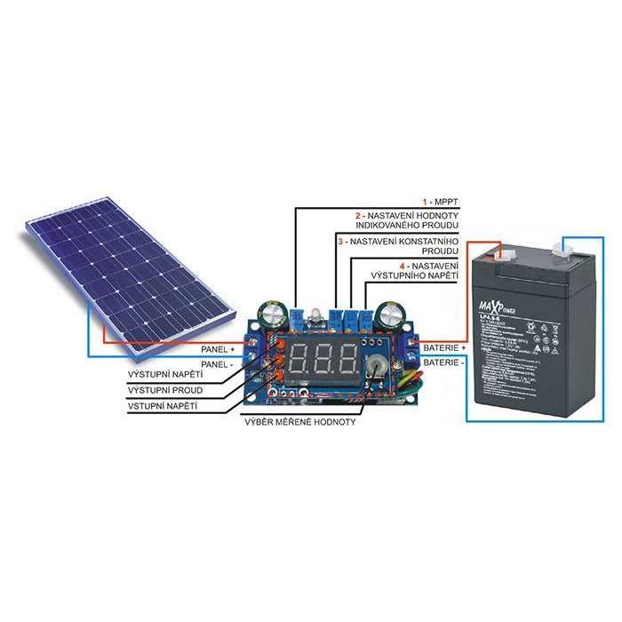Solární regulátor MPPT modul s displejem, 6-36V 5A