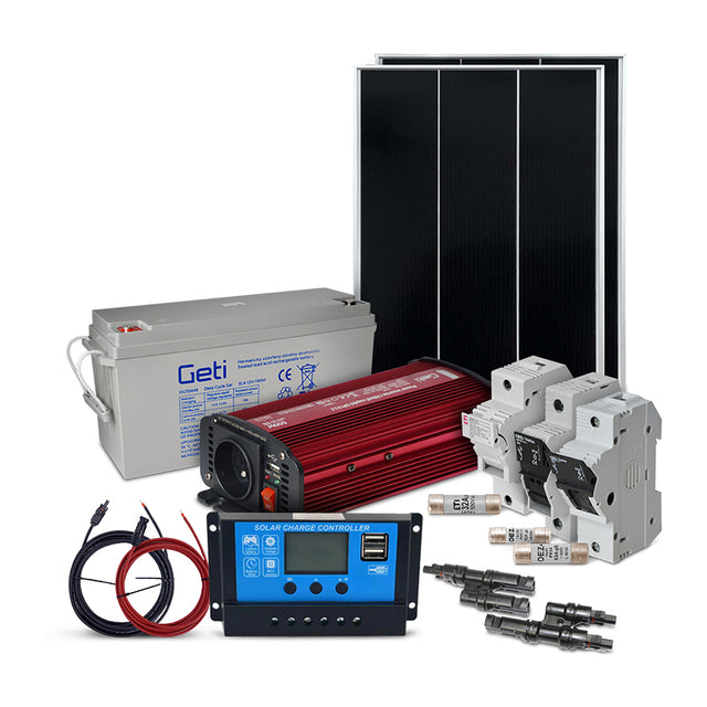 Solární sestava ostrovní SOLARFAM 110Wp, 12V, baterie 100Ah, měnič 230VAC 600W