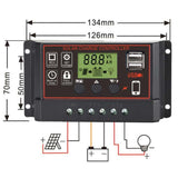 Solární regulátor PWM BL915C 12-24V/30A+USB pro různé bateri