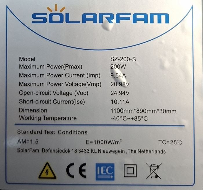 Fotovoltaický solární panel 12V/200W monokrystalický