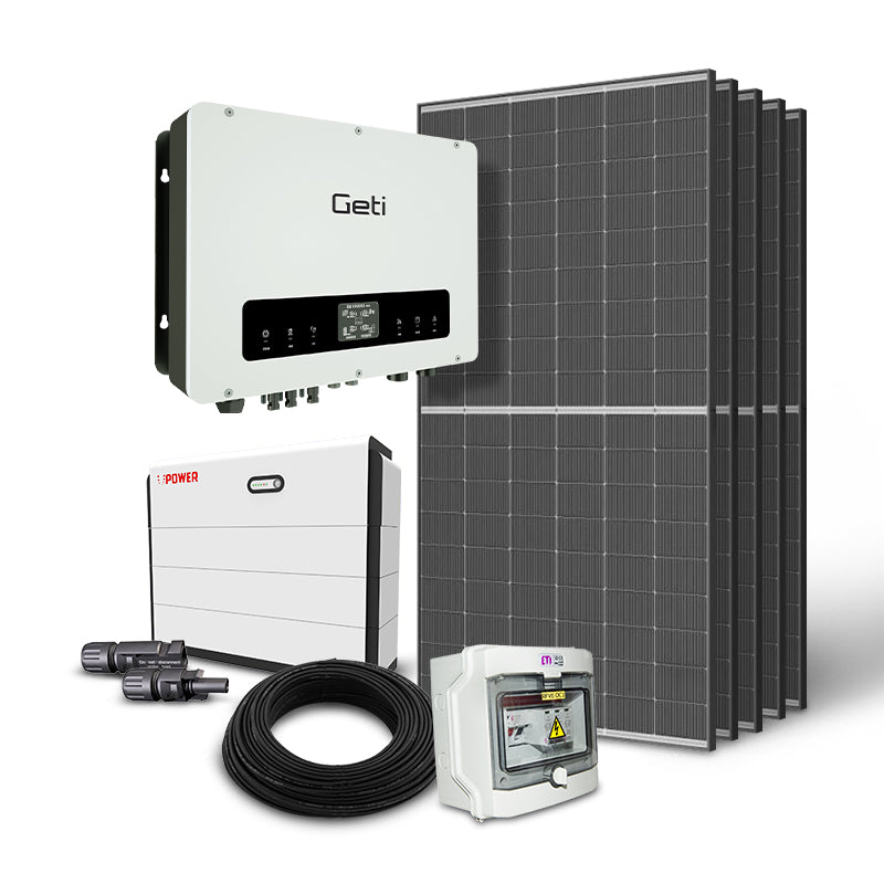 Solární sestava ostrovní HV 2250W, Trina 450Wp x 5, baterie HV 10,24KWh, střídač HV Geti