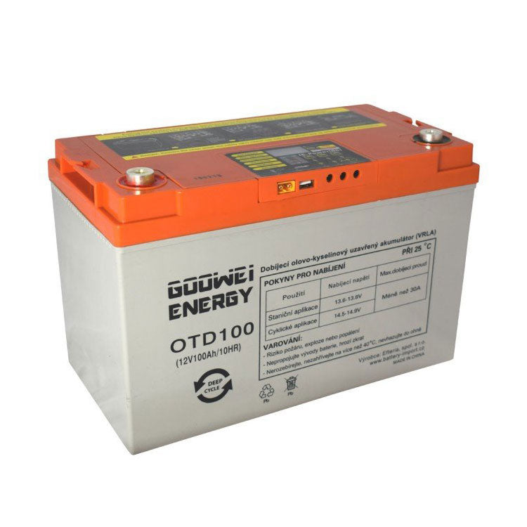 Solární set baterie GOOWEI ENERGY OTD100 (100Ah, 12V) a solární panel Victron Energy 115Wp/12V