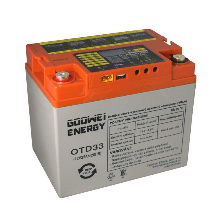 Solární set baterie GOOWEI ENERGY OTD33 (33Ah, 12V) a solární panel Victron Energy 115Wp/12V