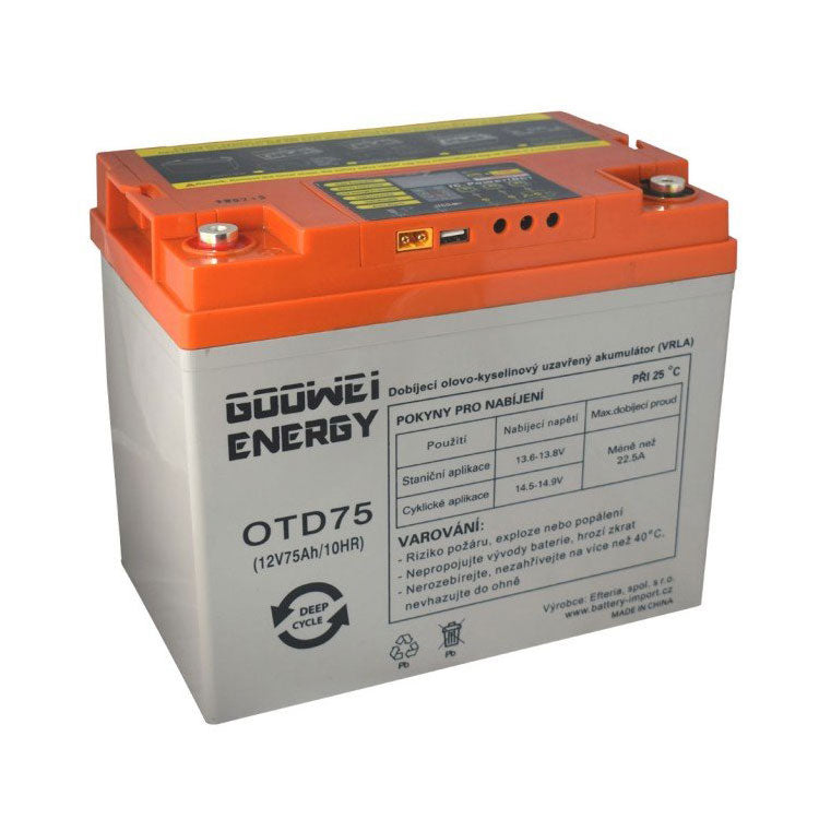 Solární set baterie GOOWEI ENERGY OTD75 (75Ah, 12V) a solární panel Victron Energy 115Wp/12V