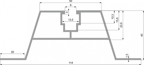 Montážní systém pro trapézový plech - most, 40x330mm