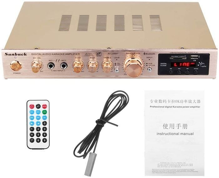 Zesilovač 5.0, rádio, bluetooth, přehrávač MP3 Sunbuck AV-298BT zlatý