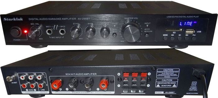 Zesilovač 5.0, rádio, bluetooth, přehrávač MP3,Starklok AV-298BT černý