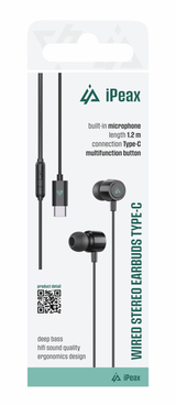 Sluchátka iPEAX 90010135 USB-C Black