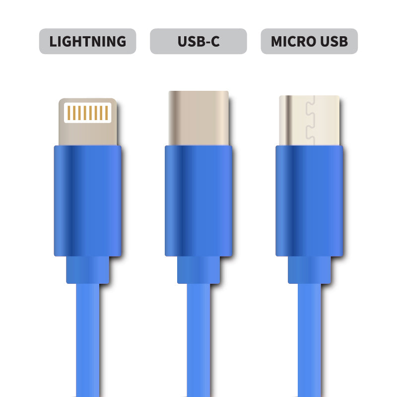 Kabel GETI GCU 03 USB 3v1 modrý samonavíjecí