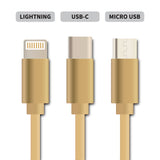 Kabel GETI GCU 05 USB 3v1 zlatý samonavíjecí