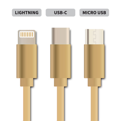 Kabel GETI GCU 05 USB 3v1 zlatý samonavíjecí